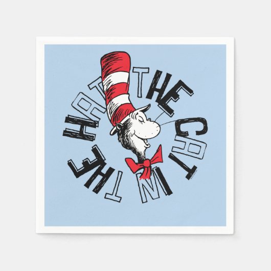 Serviette En Papier Dr Seuss | Chat dans l'art rond Casquette (Devant)