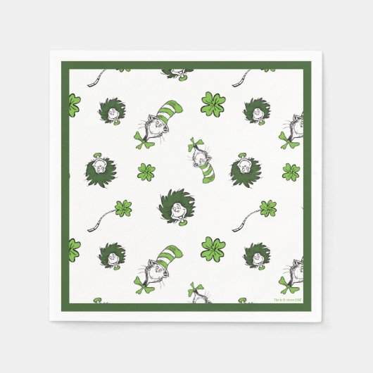 Serviette En Papier Dr. Seuss | Motif Trèfle Chat Chapeauté (Devant)