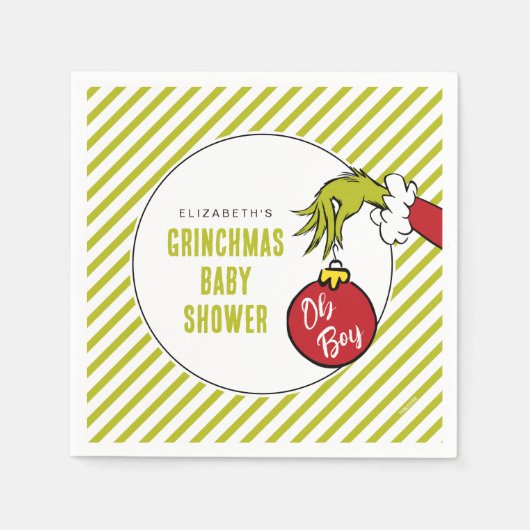 Serviette En Papier Dr Seuss | Oh Boy Grinch Baby shower (Devant)