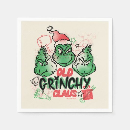 Serviette En Papier Dr Seuss | Vieux Claus Grinch (Devant)