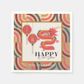 Serviette En Papier Dragon 2024 Gold Chinois Jour de l'An (Devant)
