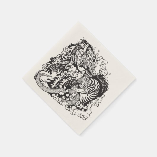 Serviette En Papier dragon and tiger figfigting (Coin)