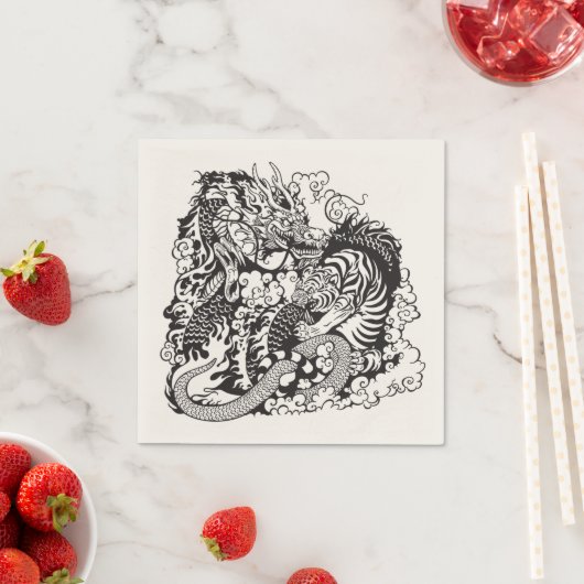 Serviette En Papier dragon and tiger figfigting (En situation)