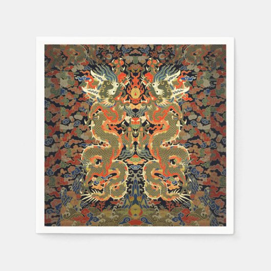 Serviette En Papier Dragon asiatique chinois Art coloré (Devant)