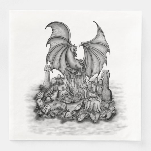 Serviette En Papier Dragon avec Zombie (Devant)