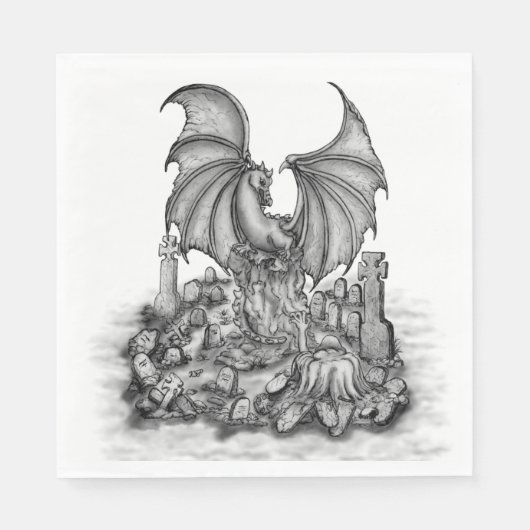 Serviette En Papier Dragon avec Zombie (Devant)