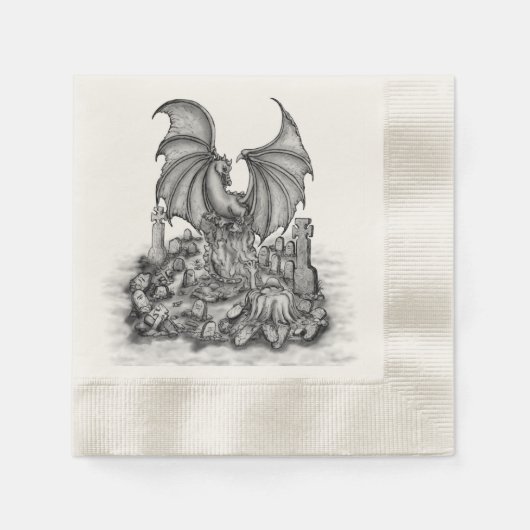 Serviette En Papier Dragon avec Zombie (Devant)