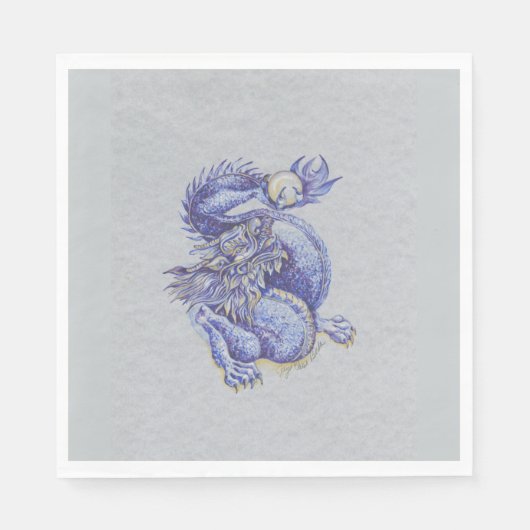Serviette En Papier Dragon bleu (Devant)