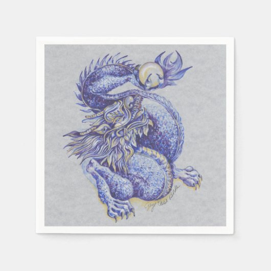 Serviette En Papier Dragon bleu (Devant)