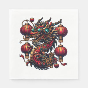 Serviette En Papier Dragon chinois de Nouvel An Steampunk