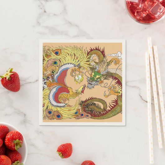 Serviette En Papier Dragon chinois et phoenix (En situation)