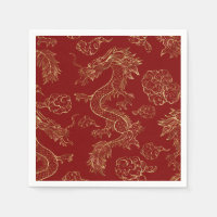Dragon chinois or et rouge foncé