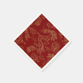 Serviette En Papier Dragon chinois or et rouge foncé (Coin)