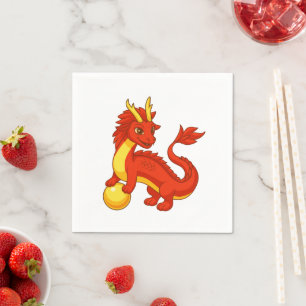 Serviette En Papier Dragon Chinois Rouge V2