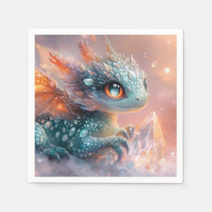 Serviette En Papier Dragon de bébé adorable avec Gem de cristal : Art