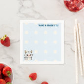 Serviette En Papier Dragon de bébé bleu gris Pastel (En situation)