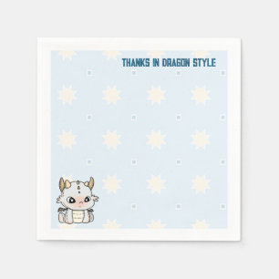 Serviette En Papier Dragon de bébé bleu gris Pastel