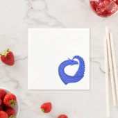 Serviette En Papier Dragon de coeur bleu sur blanc (En situation)