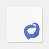 Serviette En Papier Dragon de coeur bleu sur blanc (Devant)