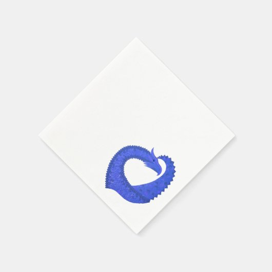 Serviette En Papier Dragon de coeur bleu sur blanc (Coin)