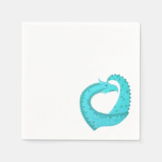 Serviette En Papier Dragon de coeur du Verdigris en blanc (Devant)