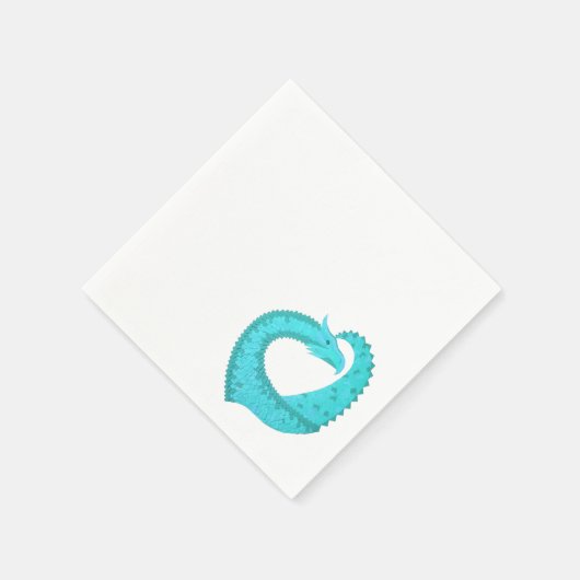 Serviette En Papier Dragon de coeur du Verdigris en blanc (Coin)