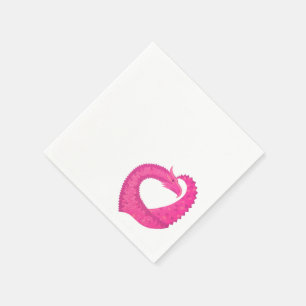 Serviette En Papier Dragon de coeur rose chaud sur blanc