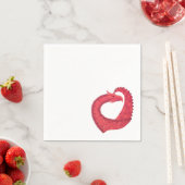 Serviette En Papier Dragon de coeur rouge en blanc (En situation)