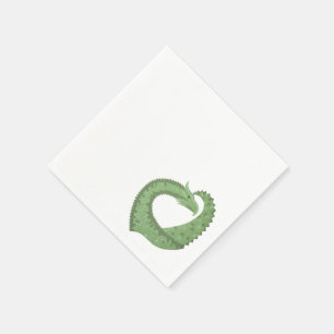 Serviette En Papier Dragon de coeur vert olive blanc