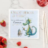 Serviette En Papier Dragon de conte de fées pour enfants et bleu cheva (En situation)