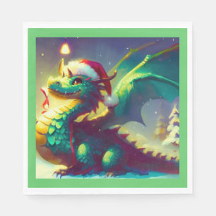 Serviette En Papier Dragon de Noël 3