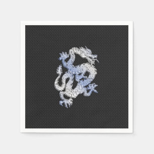 Serviette En Papier Dragon de style de chrome dans la copie noire de