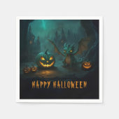 Serviette En Papier Dragon d'Halloween mignon avec Citrouilles effraya (Devant)