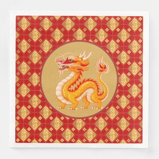 Serviette En Papier Dragon d'or (Devant)