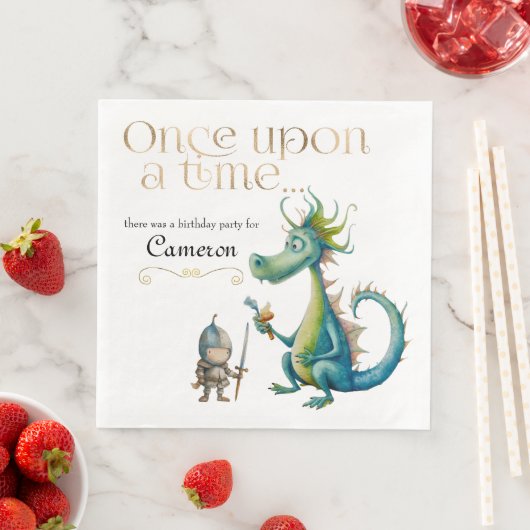 Serviette En Papier Dragon et chevalier de contes de fées classiques p (En situation)