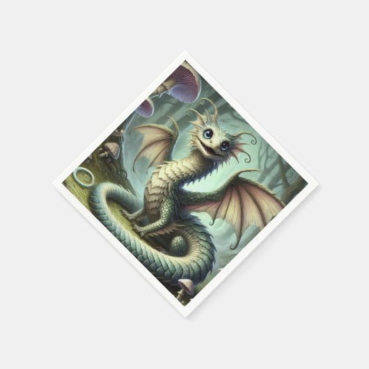 Serviette En Papier Dragon Jabberwocky Cute Imaginaire Créature Art (Coin)