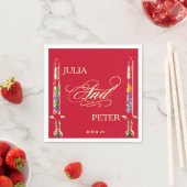 Serviette En Papier Dragon-Phoenix Bougies rouges Mariage chinois (En situation)