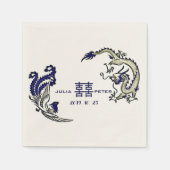 Serviette En Papier Dragon-Phoenix moderne Mariage chinois personnalis (Devant)