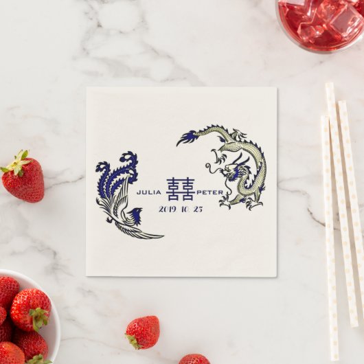 Serviette En Papier Dragon-Phoenix moderne Mariage chinois personnalis (En situation)