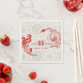 Serviette En Papier Dragon-Phoenix moderne Mariage chinois personnalis (En situation)