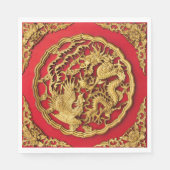Serviette En Papier Dragon Phoenix Red Gold Mariage chinois (Devant)