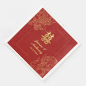 Serviette En Papier Dragon Phoenix traditionnel Mariage chinois rouge  (Coin)