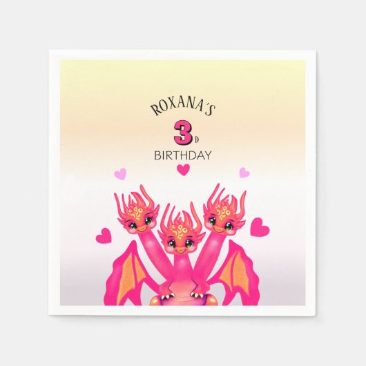 Serviette En Papier Dragon rose (Devant)