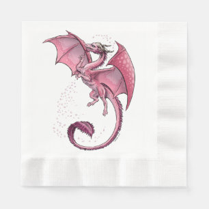 Serviette En Papier Dragon rose d'art d'imaginaire de ressort