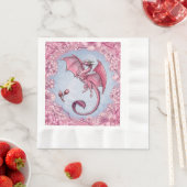 Serviette En Papier Dragon rose du printemps Nature Imaginaire Art (En situation)