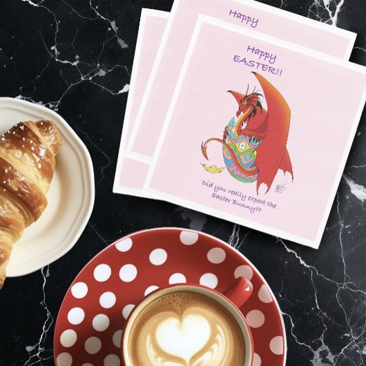 Serviette En Papier Dragon rouge aux oeufs de Pâques