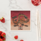 Serviette En Papier Dragon rouge chanceux, 龙 (En situation)
