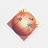 Serviette En Papier Dragon survolant l'île tropicale au coucher du sol (Coin)