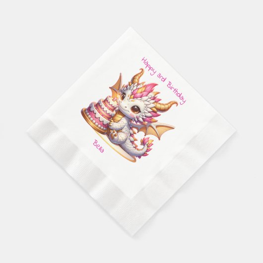 Serviette En Papier Dragon Thème Pink and Gold Personnalisé Anniversai (Coin)