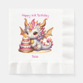 Serviette En Papier Dragon Thème Pink and Gold Personnalisé Anniversai (Devant)